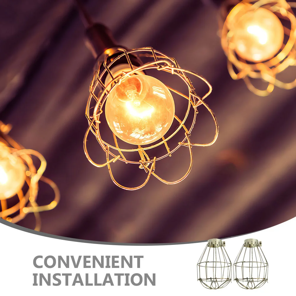 2 Pcs Light Bulbs Lampshade Ceiling Fan Metal Guard Protection Net Wire Cover Shades Clip