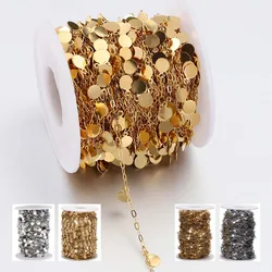 1Meter Stainless Steel Disc Charm Chains Round Star Pendants 2mm Chain for Jewelry Making DIY Necklace Bracelet Anklet BFF Gifts