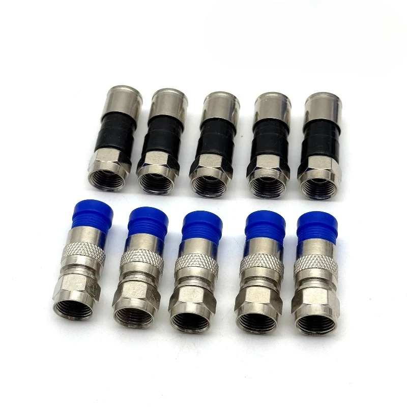 100PCS Universal RG6 Compression Connector Waterproof Connection F Compression Connectors for Coaxial Cable