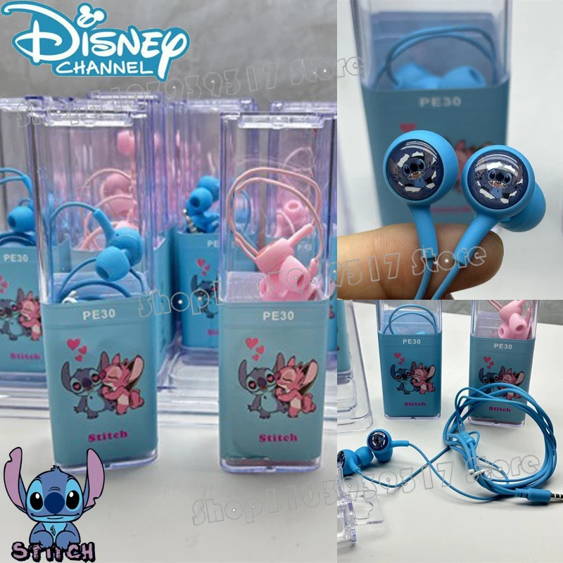 

3.5mm Stitch Disney Wired Headphones Anime Cartoon High Sound Quality with In-ear Universal Headphones for Boys Birthday Gift
