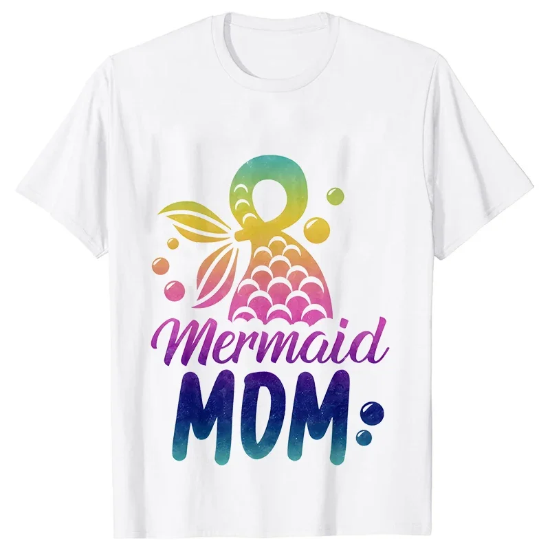 Fashion Mermaid Birthday Tees Matching Family Graphic Y2k Tops Birthday Party T-shirt Streetwear Unisex Kids Harajuku Clothing