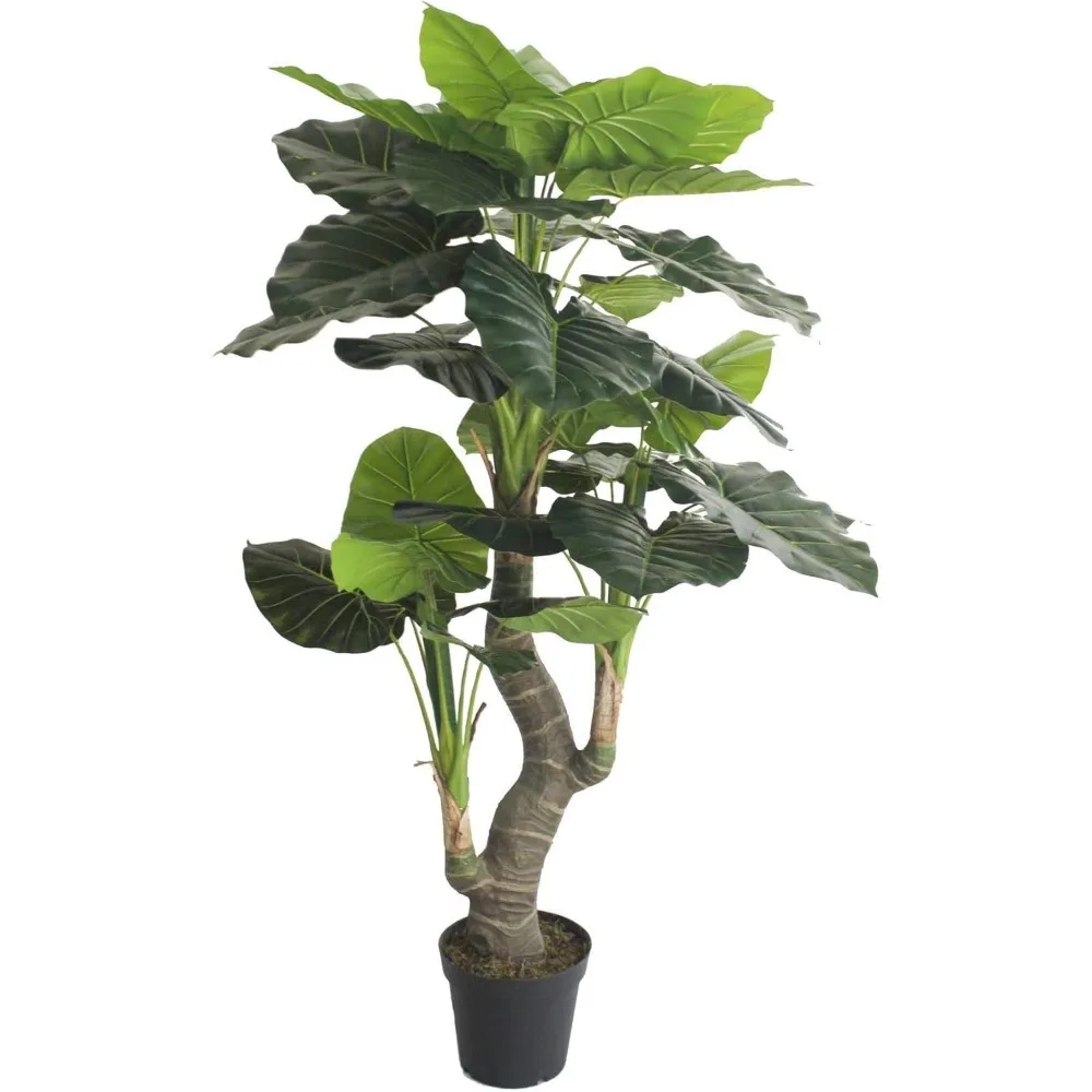 

5.5 Foot Green Hawaiian Perforated Elephant Ear Taro Artificial Plant with Huge Eye-catching Leaves and UV Protection