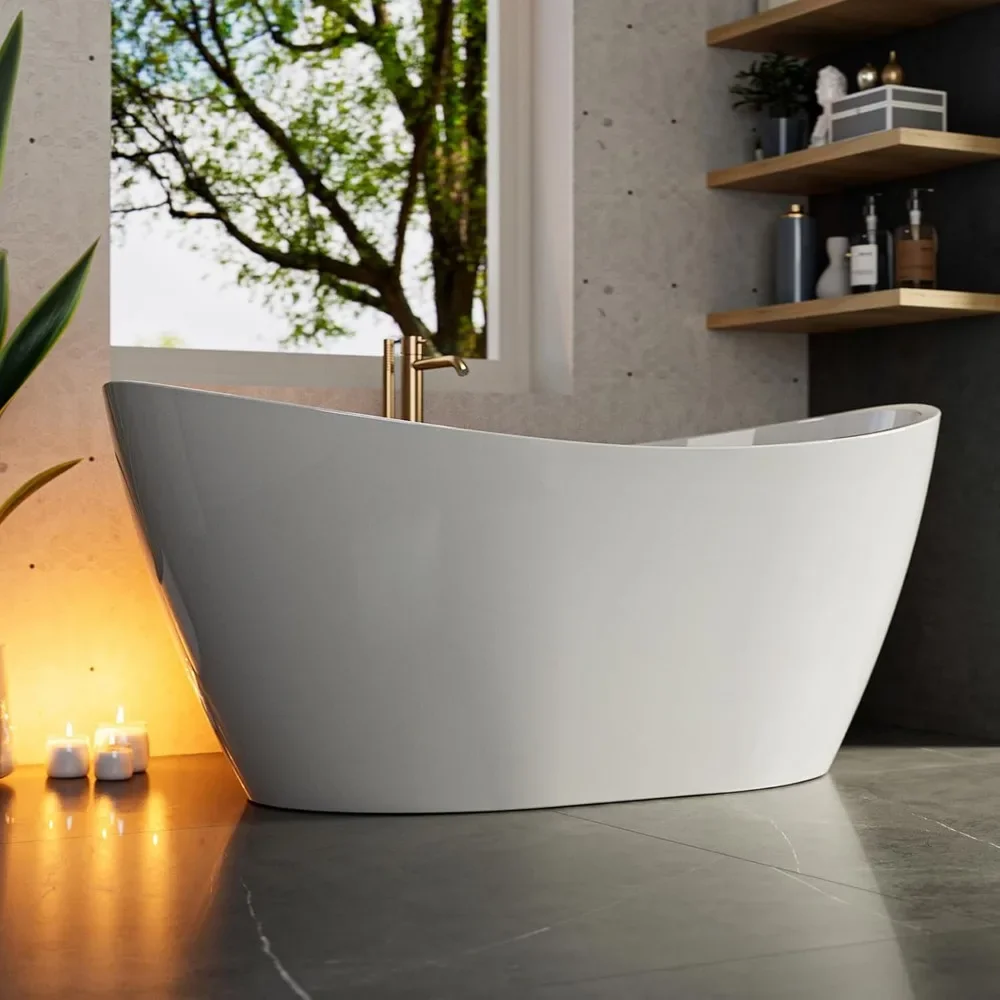 Bathtub,with Integrated Drain,durable ,Acrylic Freestanding Bathtub, Moodern Luxury Design,66.93"L X 31.5"W X 26.77"H