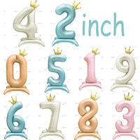 42 Inch Pink Blue Vanilla Caramel Color Crown Standing Number Aluminum Film Balloon Baby Birthday Party Photo Decoration Props
