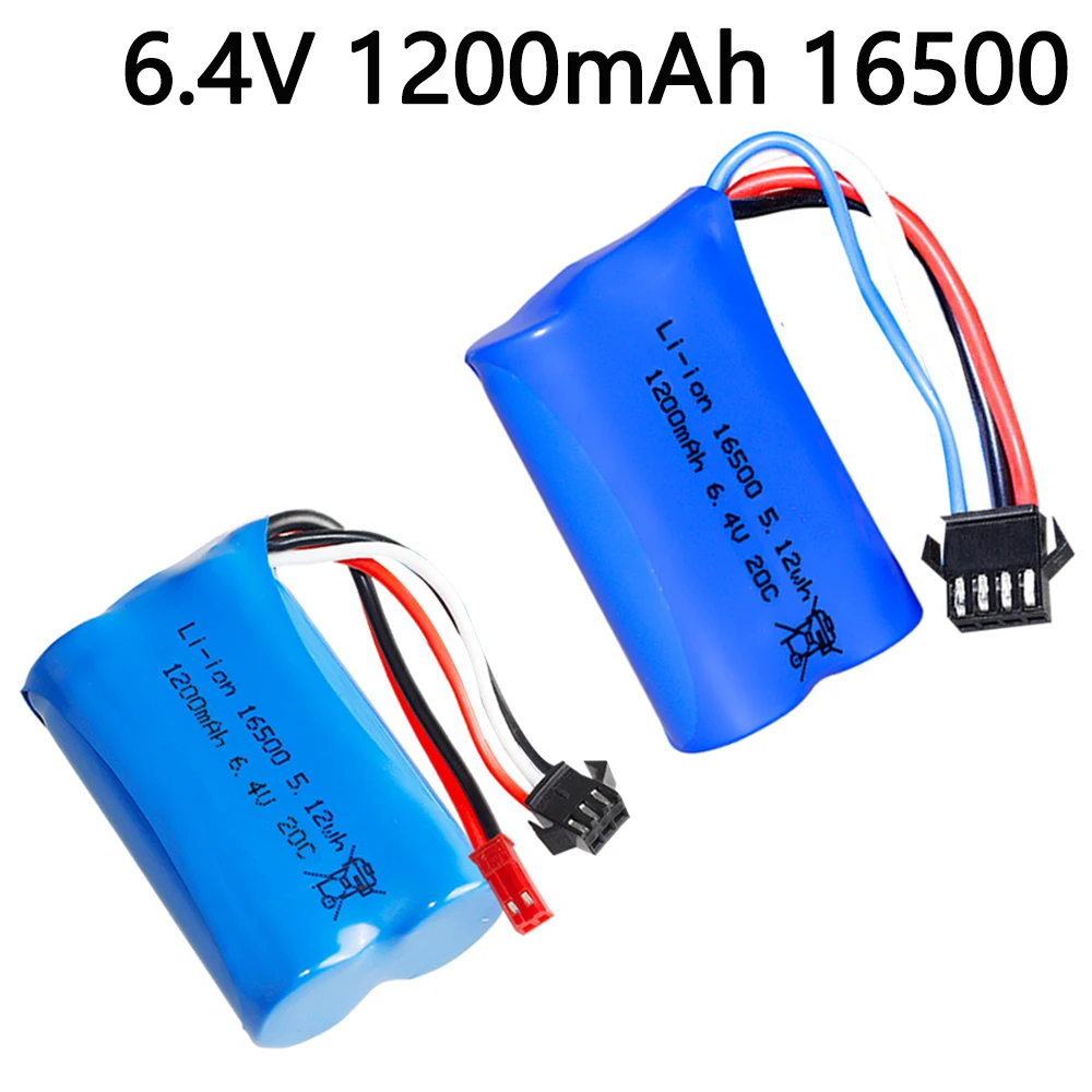 6.4V 1200mah 16500 Li-ion Battery for wltoys L959 18628 18629 18428 18429 Remote Control toys Car Boat Trucks Spare Parts