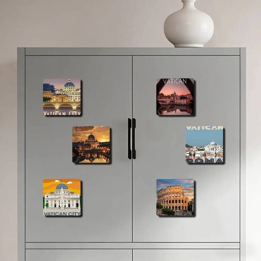 Vatican Travel Fridge Magnet Set Creative Square Decorative Adhesive Stickers Magnets For Festival Gift