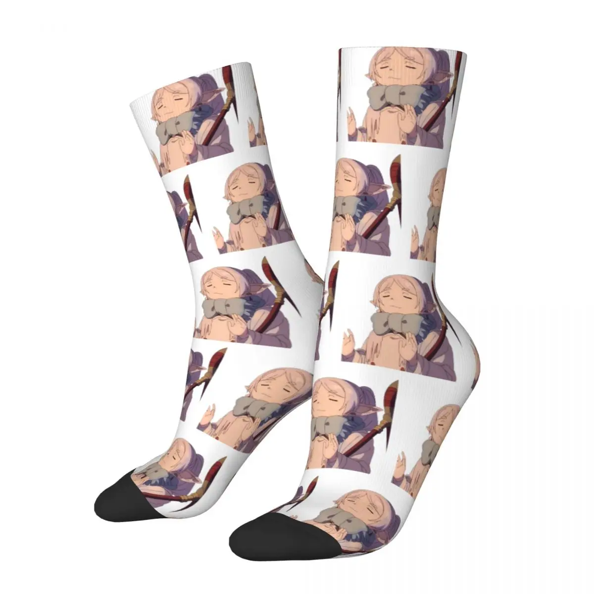 Funny Frieren Beyond Journey's End Soccer Socks Polyester Middle Tube Socks for Women Men