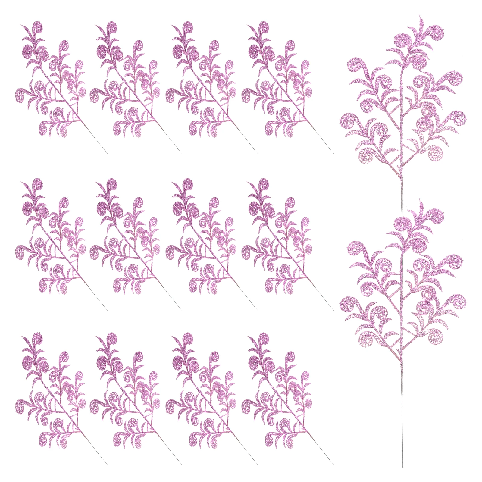 

14pcs Artificial Christmas Leaves Faux Plant Decor Glitter Leaf Wreath Diy Household Wedding Party Decorations