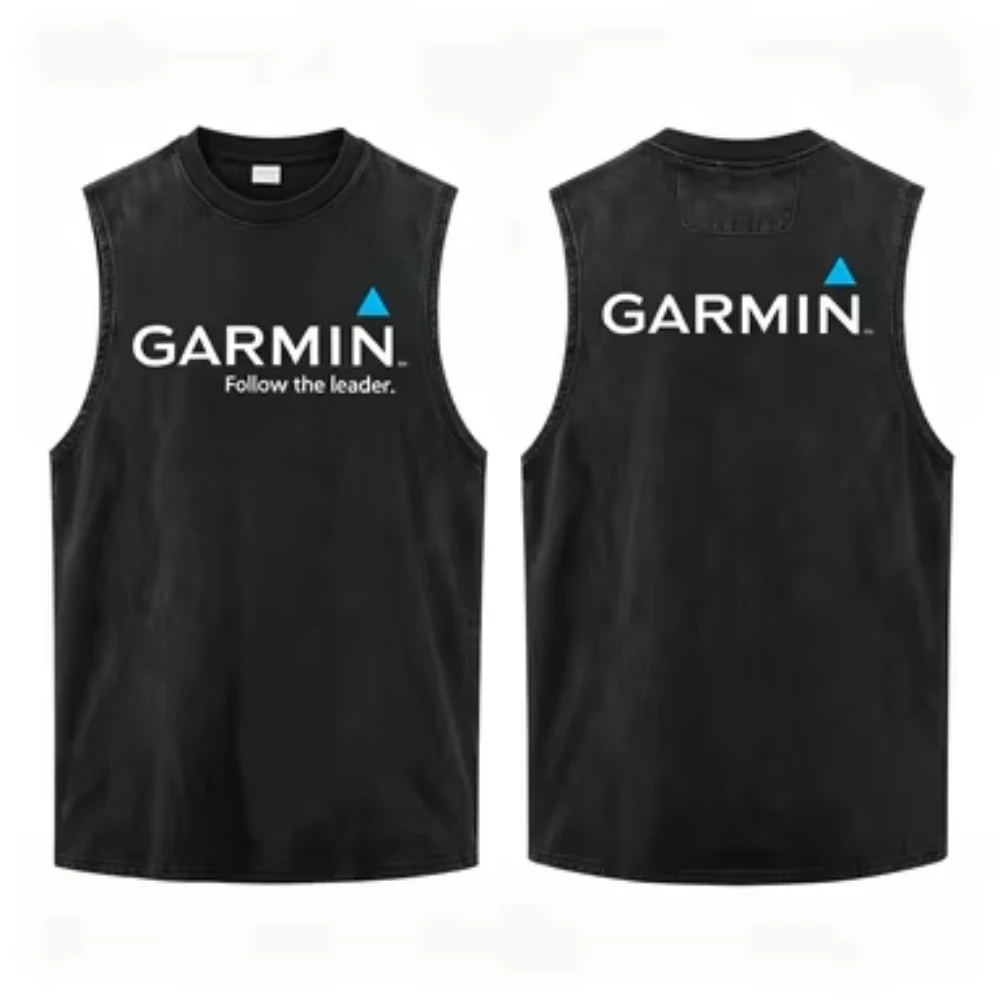 2026 Men Vintage Marathon Running Graphic Tank Top Washed Black Crew Neck Sleeveless Tee Retro Fitness Streetwear Cotton Vest