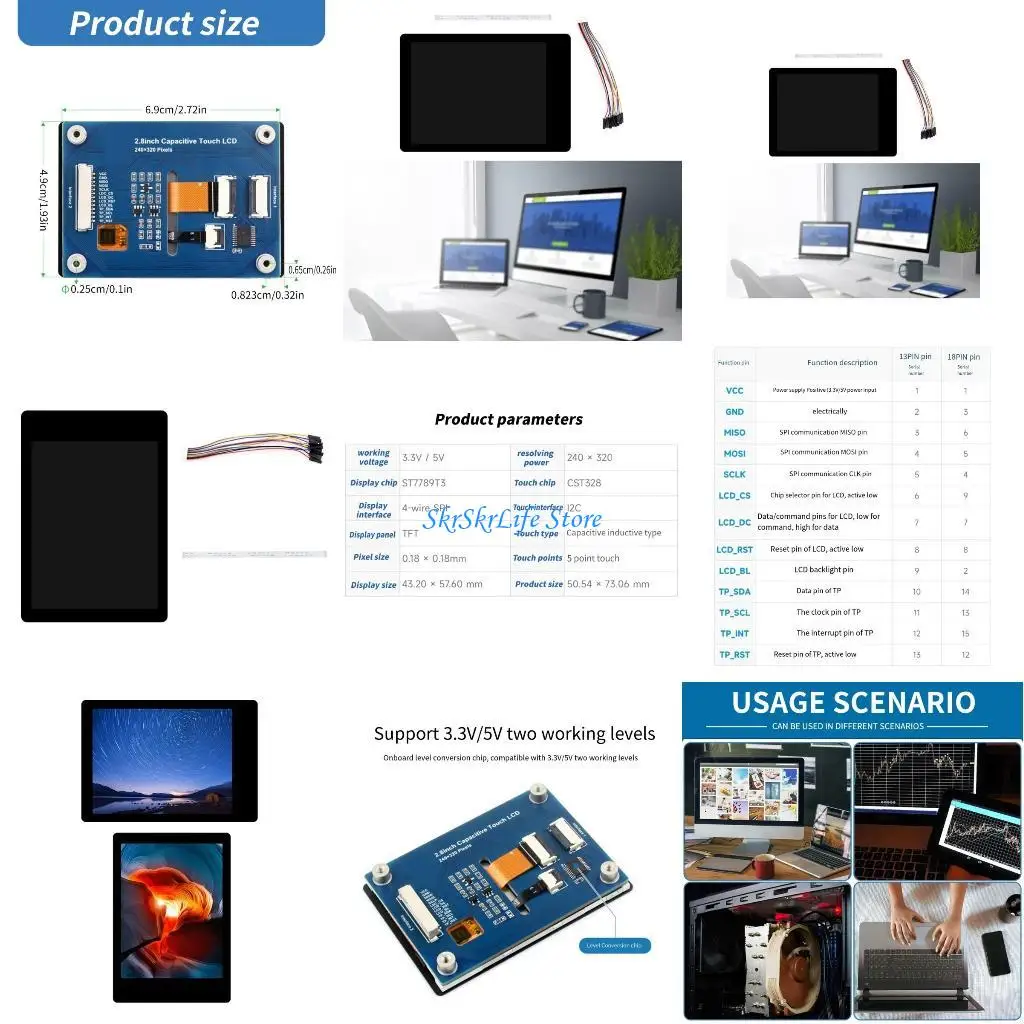 

E65E 2.8Inch 262K Color Display With Capacitive LCD Control Interfaces