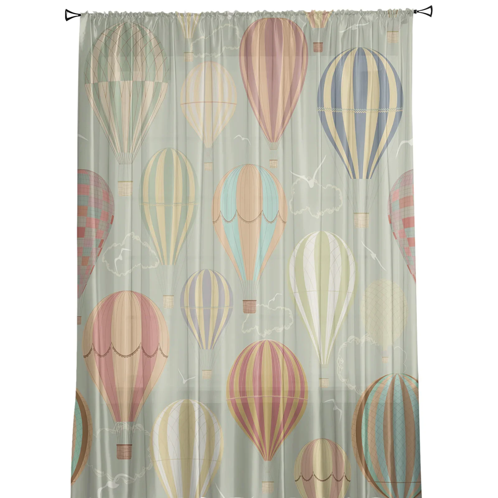 Cartoon Hot Air Balloon Tulle Sheer Curtains for Living Room Decoration Window Curtain for Bedroom Kitchen Voile Organza Drapes