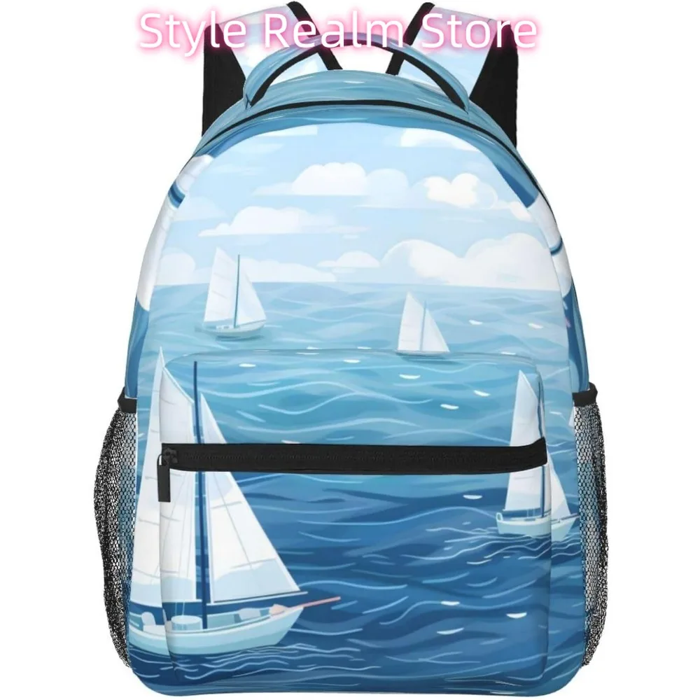 

Ocean Sailboat Lightweight Laptop Backpack Lightweight Multipurpose Travel Casual Daypack Unisex College Backapcks for Men Women