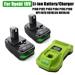 For Ryobi 18V Lithium Battery For Ryobi One 18v Replacement Battery P108 P102 P103 P104 P105 P109 BPL1820 RB18L50 RB18L40