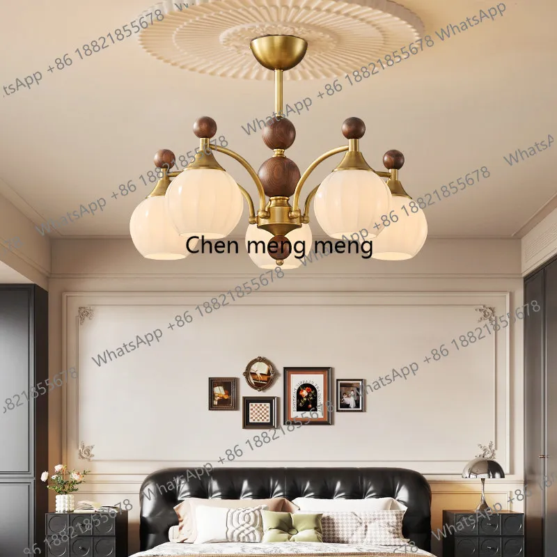 

Цельномедная французская антикварная люстра для гостиной в американском ретро-стиле, новая лампа для спальни с защитой для глаз, светильник для столовой.