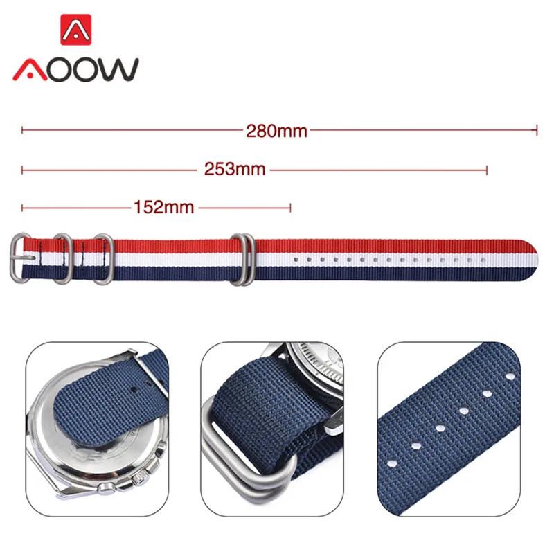 Heavy Duty Nylon Strap 20mm 22mm Woven Fabric Watchband Stainless Steel Ring Buckle Men Replacement Belt Band for Casio