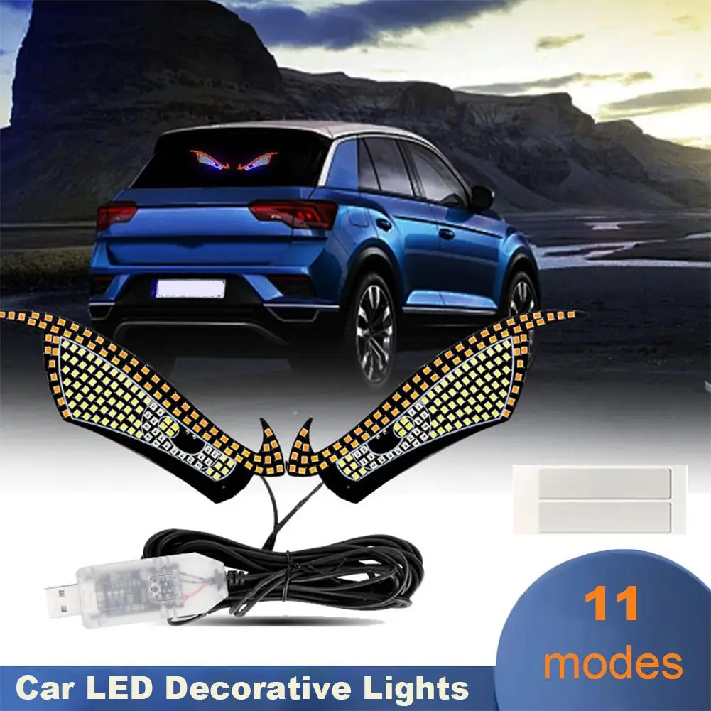 Car LED Devil Eyes Light Decorative Lights USB Warning Lights Dynamic Demon Eye Lights Atmosphere Light Auto Accessories