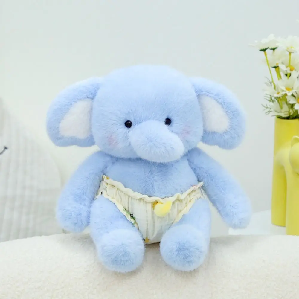 PP Cotton Elephant Plush Toy Soft Interactive Elephant Wearing Plush Doll Fluffy Handmade Huggable Animal Plush Toy Home Decor