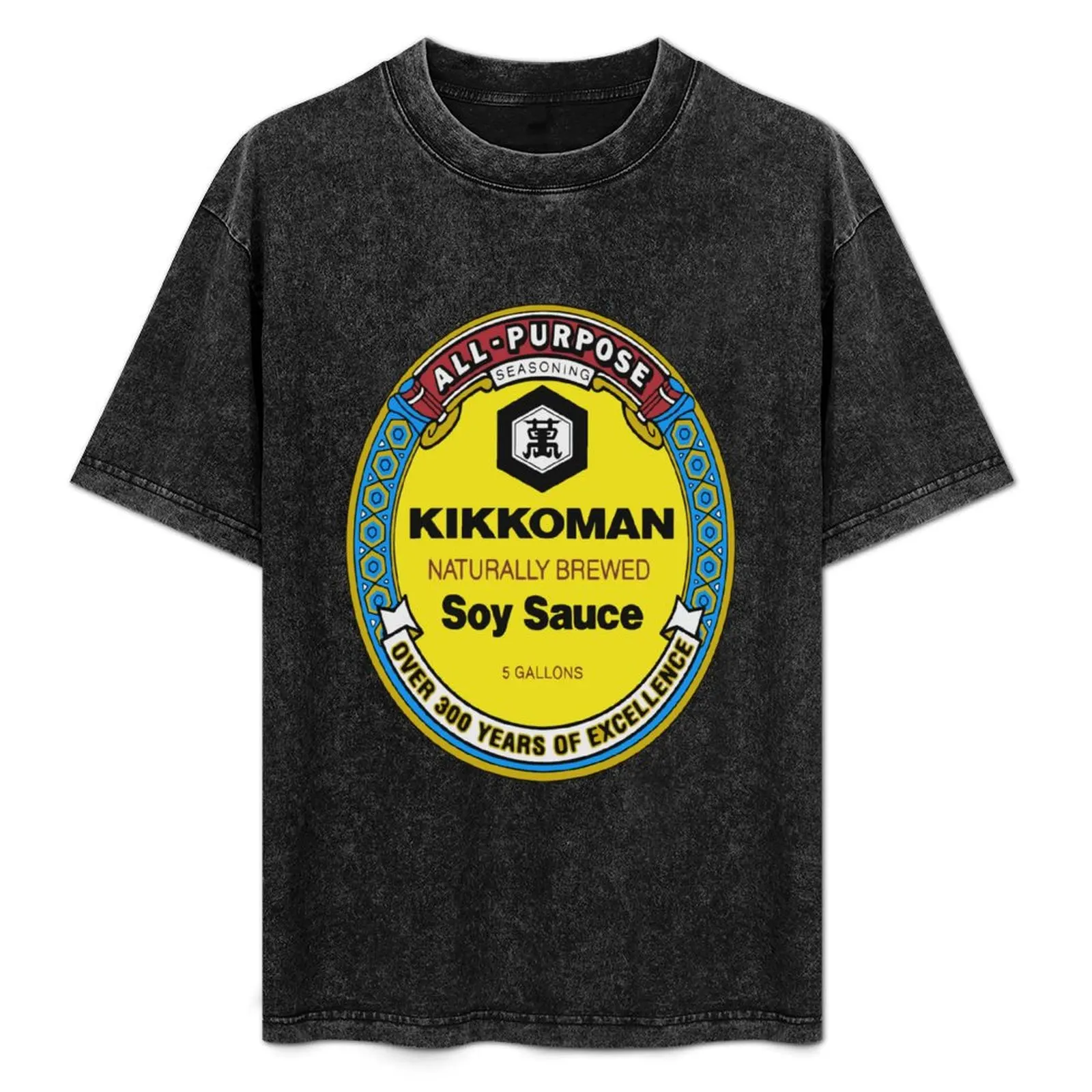 Camiseta de algodón negra divertida de manga corta con diseño estampado de salsa de soja Kikkoman para hombre, camiseta ideal para el día de Acción de Gracias