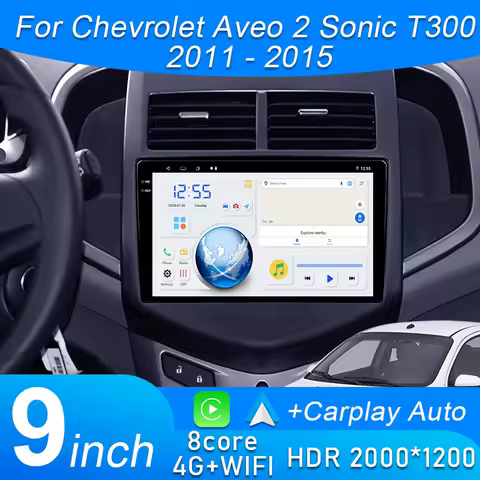 Android 15 Carplay Auto For Chevrolet Aveo 2 Sonic T300 2011 2012 2013 2014 2015 Car Radio GPS Stereo Multimedia Player 2din DSP