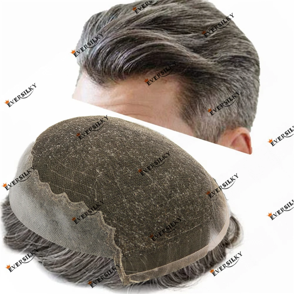 

Lace Front Q6 Breathable Bleach Knots Natural Hairline Human Hair Men's Toupee Prosthesis Men Wig Capillary Hairloss Solution