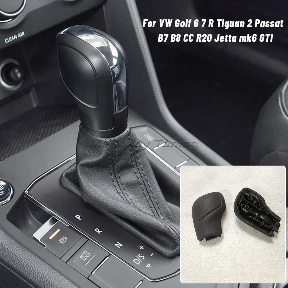 Leather Gear Shift Knob Side Cover Lever Cap for VW Golf 6 7 7.5 R Passat B7 B8 CC R20 Jetta MK6 GLI Tiguan MK2 Interior tuning