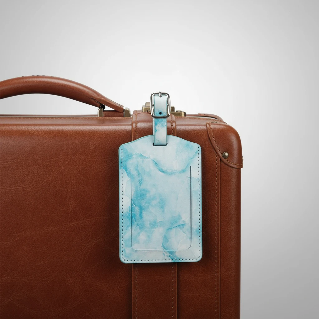 Marble Pattern PU Luggage Tag - Durable Scratch-Resistant Build, Secure Quick-Attach Buckle,  Baggage Identifier with Name Card
