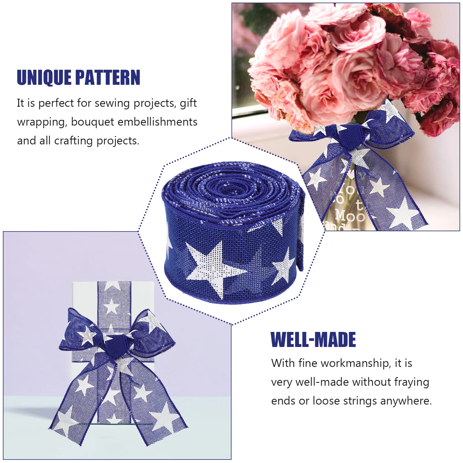 

Decoration Pentagram Ribbon Garland for Wrapping Crafts Independence Day Ribbons Creative American Flag Bride