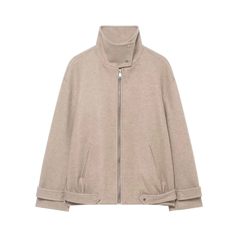 شتاء 2025 ملابس خارجية نسائية طويلة Sve Pilot Jaet بياقة واقفة متعددة الاستخدامات وصلت حديثًا معطف صوفي أنيق 938634 #4