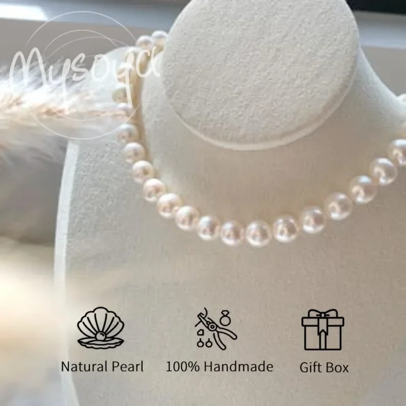 

MYSOYA ожерелье из белого пресноводного жемчуга 8-9 мм с подарочной коробкой для нее/его дня рождения/свадьбы/юбилея/рождественского подарка