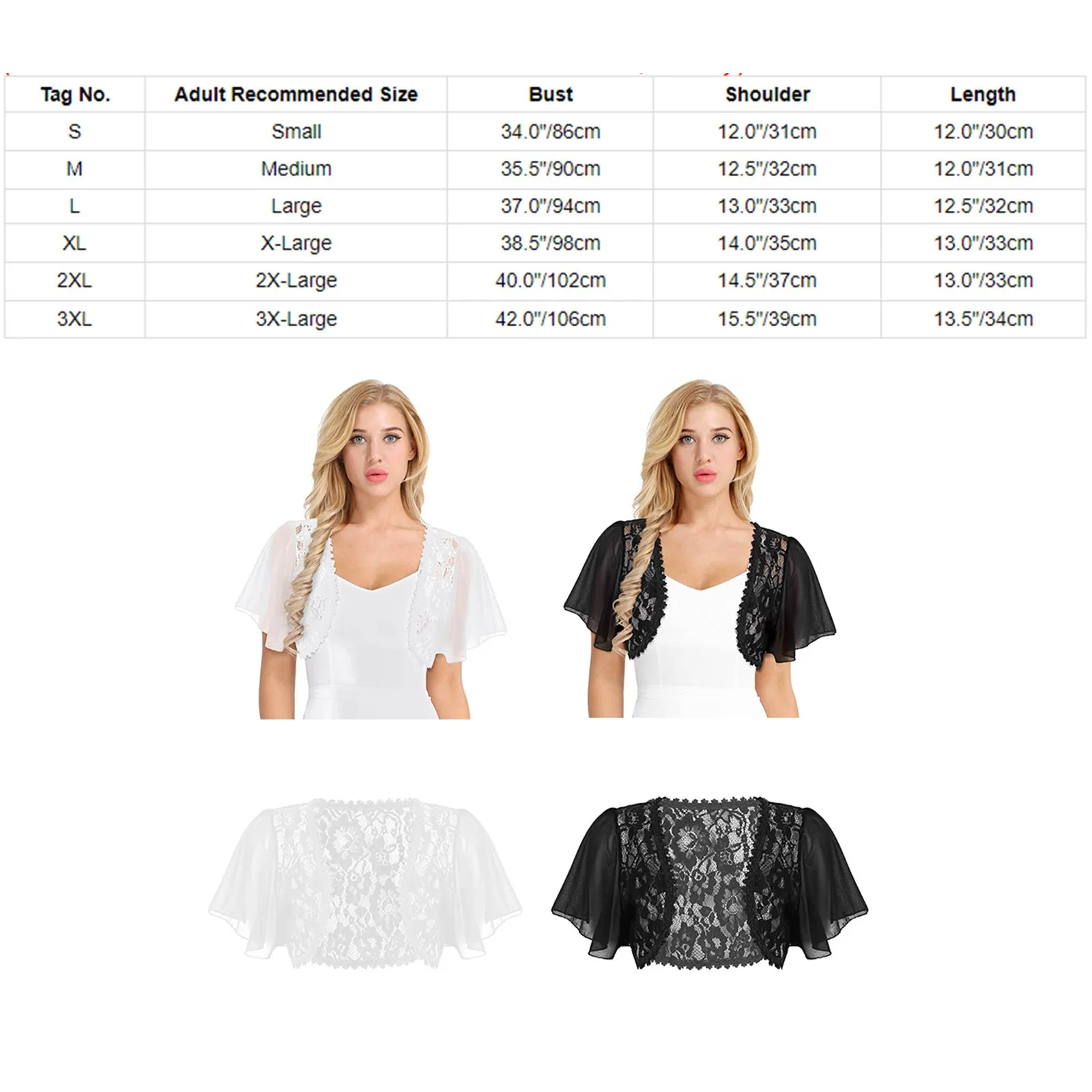 TiaoBug-cárdigan de gasa con frente abierto para mujer, chaqueta de manga corta con encaje Floral transparente, abrigo de fiesta de boda, Bolero