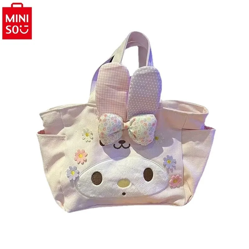 Miniso Sanrio Cartoon Melodie Canvas Lunchbox Tas, Lunchtas, Handtas, Student Bento Handtas