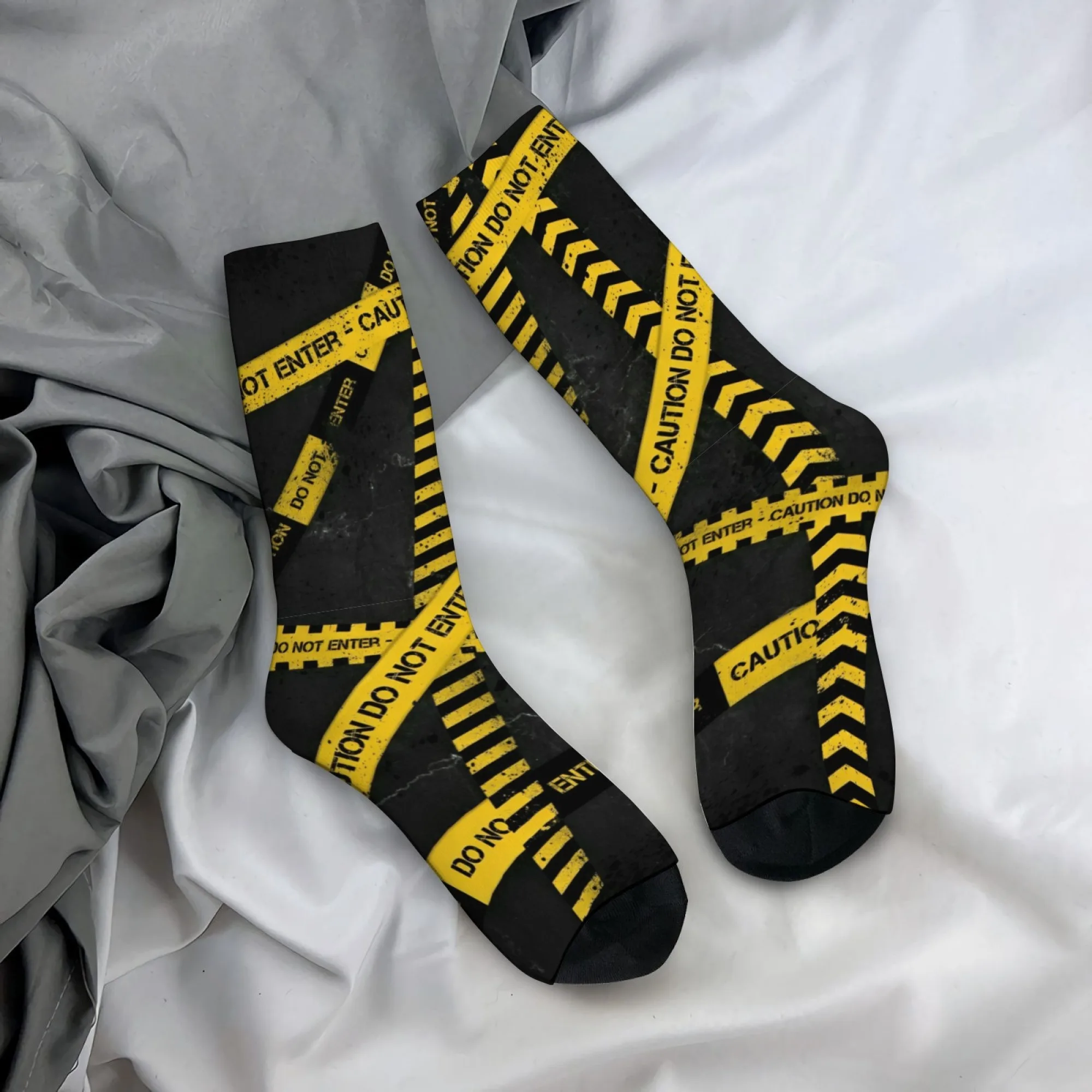 

Retro-style men's socks with hardcore prints and a retro warning line novel street style rebellious trend casual socks fun gift
