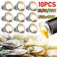 1-10PCS 25/50/75W UVA+UVB Reptile Lamp Bulb Turtle Basking UV Light Bulbs Heating Light Full Spectrum Sunlamp for Amphibians