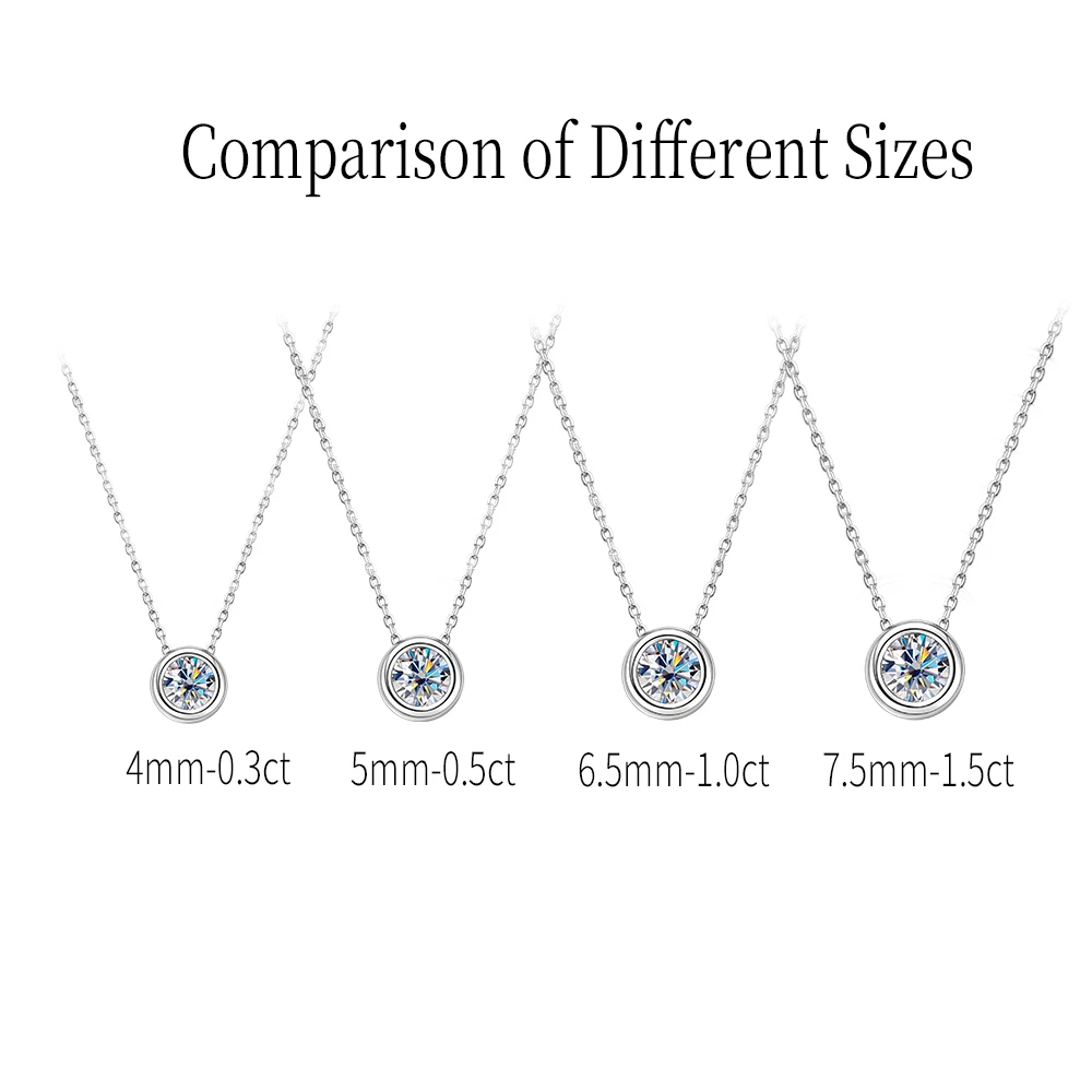 Zertifizierte 4mm-7,5mm Bubble Moissanit Halskette Funkelnder Solitär Labor-Diamant Anhänger Halsketten für Damen Schmuck – Detail 10