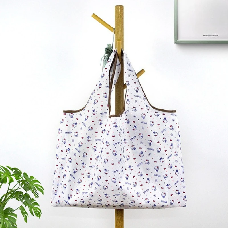 حقيبة قماش أكسفورد من HelloKitty، قابلة للطي، ذات سعة كبيرة، حقيبة حماية البيئة، حقيبة تخزين محمولة للتسوق والنزهات