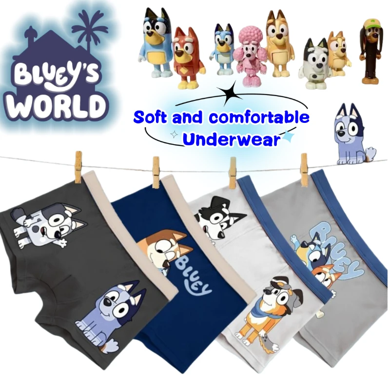 

Новые трусы-боксеры Bluey Chilli Bandit Trixie с мультяшным рисунком для мальчиков, мягкие, удобные, приятные для кожи, дышащие, высокоэластичные