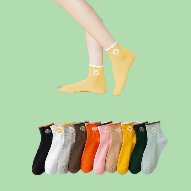 10/20 Pairs New Women's Spring And Summer Middle Lace Casual Socks Candy Color College Style Japanese Style Stacked Socks