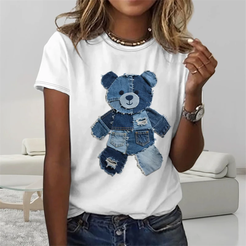 

T Shirt Summer Fashion Hand-Painted Print Basic T-shirt Women Casual 0-neck Short Sleeve Oversized Top Tee Pullover