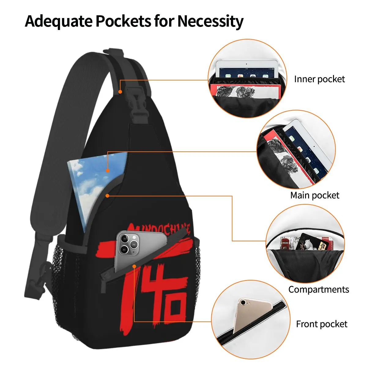 Rock Band Indochine Small Sling Bag Chest Crossbody Shoulder Backpack Hiking Travel Daypacks Pattern School Bags