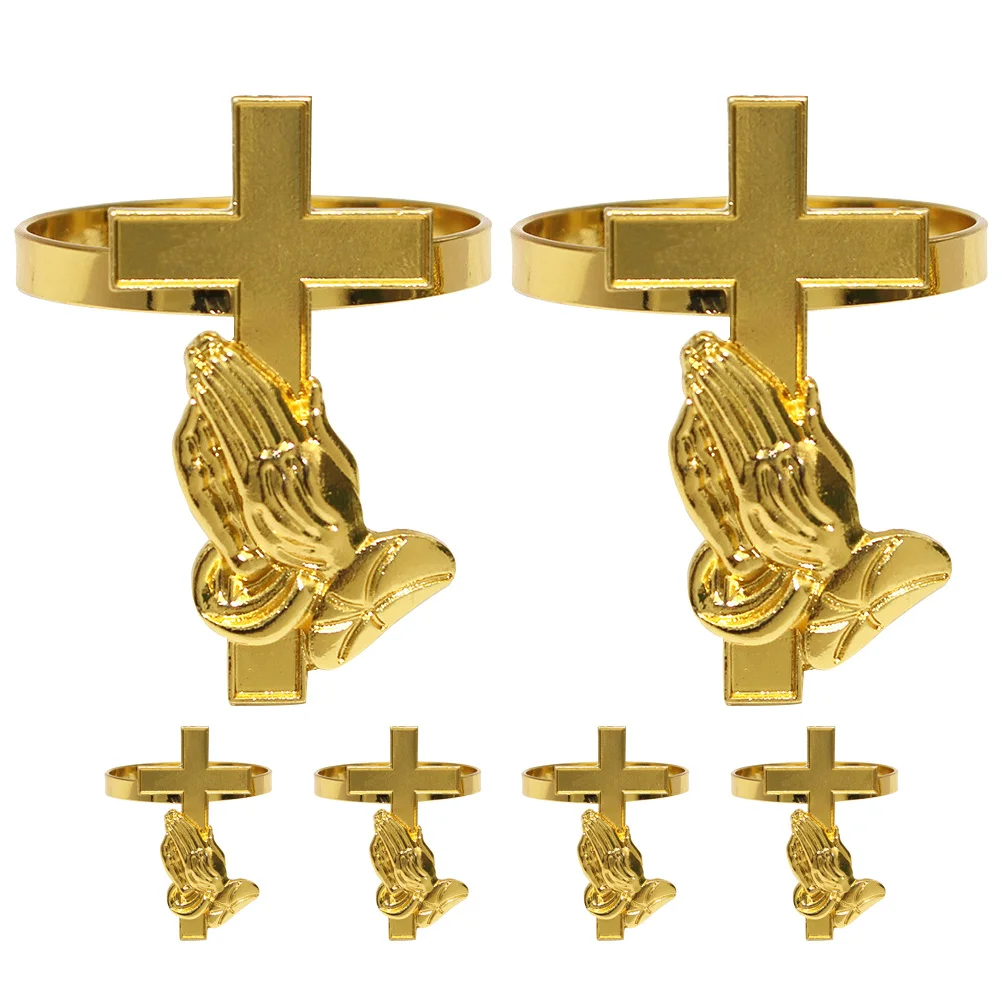 

6Pcs Alloy Napkin Rings Cross Design Dining Table Accessory Wedding Event Gift Napkin Rings Holiday Table Decor