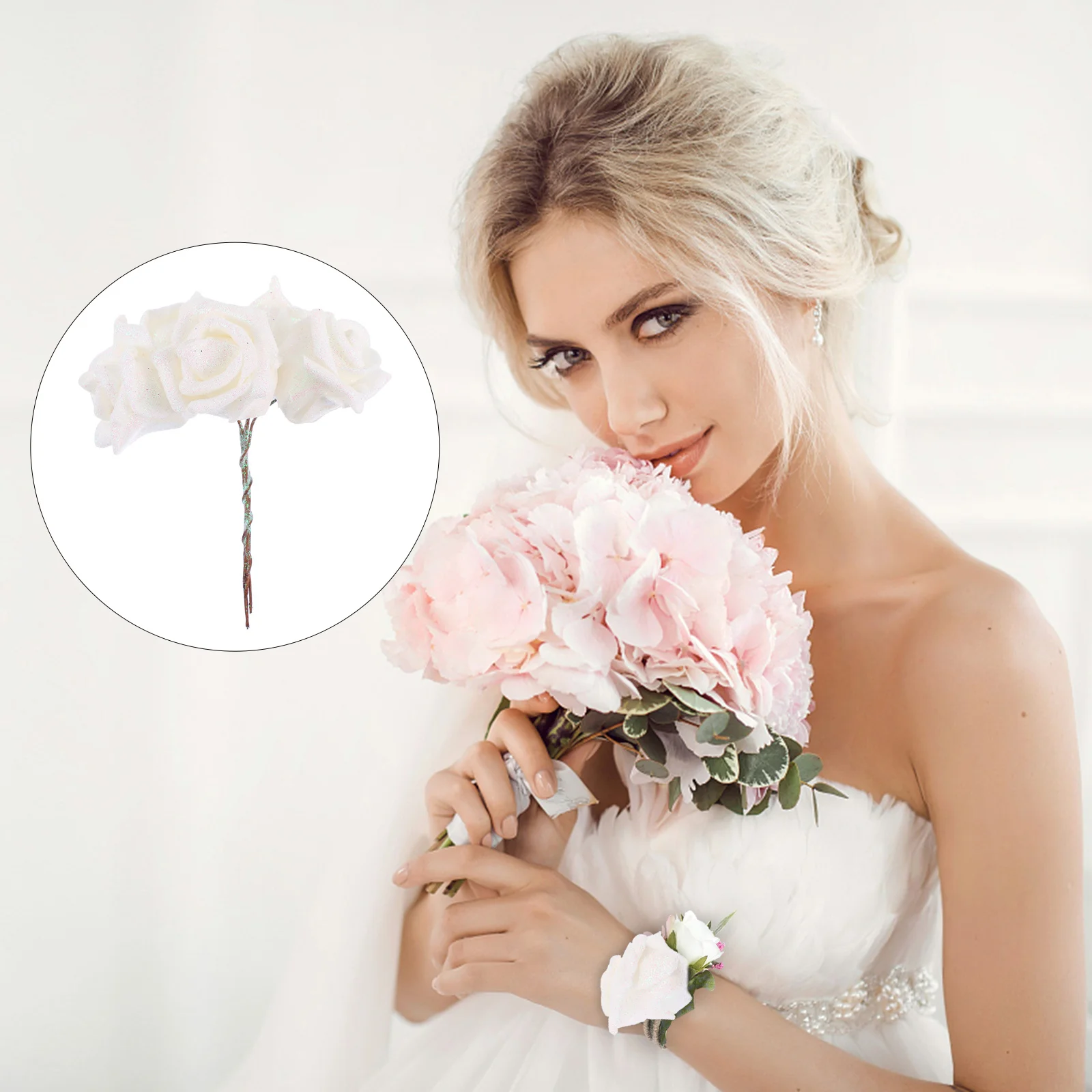 

Simulated Crystal Rose Flowers Realistic Artificial Wedding Home Decor Photo Props PE Material No Fade Easy Maintenance