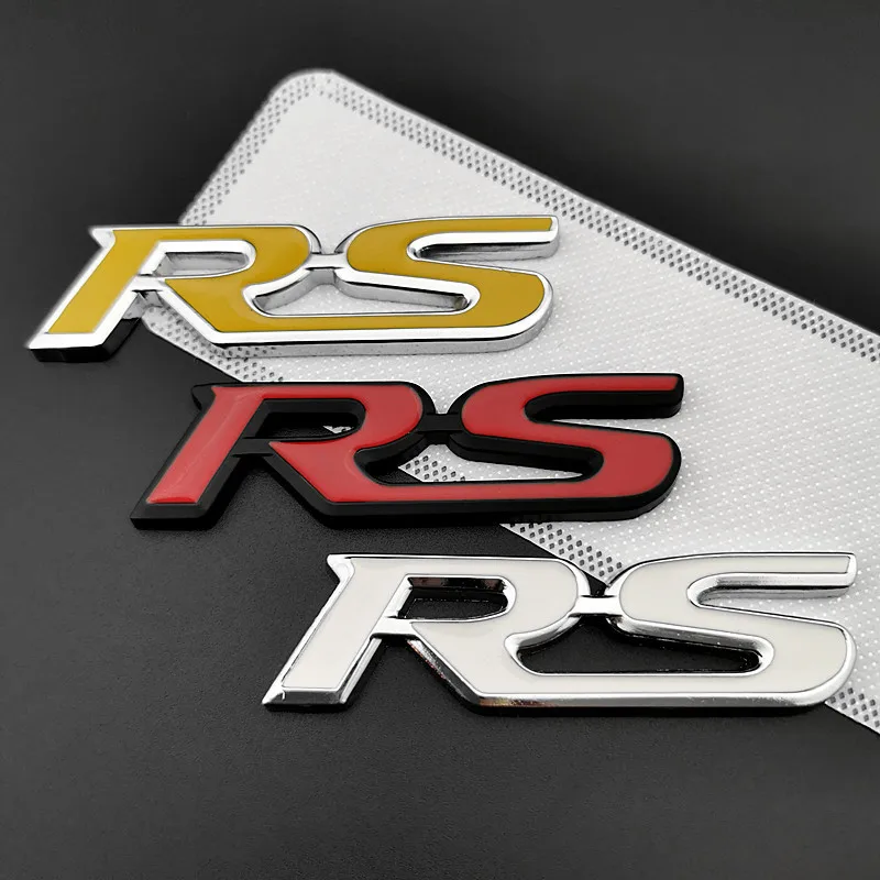 3D Metal RS Logo Letters Car Front Grill Trunk Emblem Badge For Honda FIT Jazz Civic HRV Jade Sport RS Sticker Acceessories