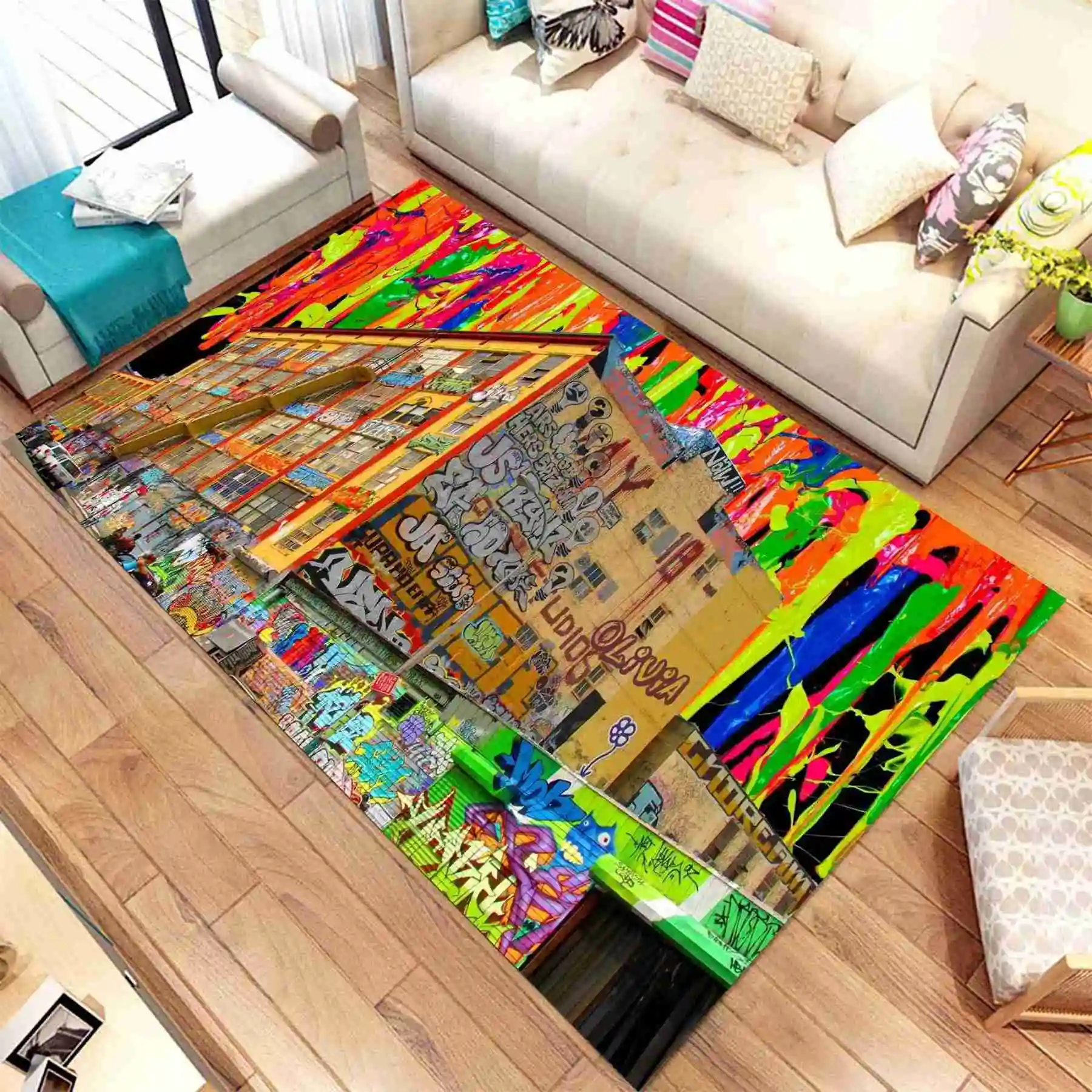 Graffiti Wall Art Rug For Living Room, Fan , Area Rugs, Popular Carpet, Personalized Gift, themed Rug, Home Decor,Rug