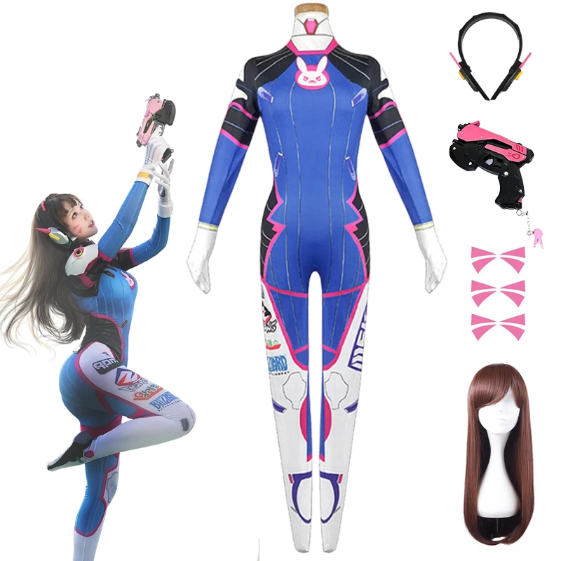 Anime Game Dva Cosplay Costume Zentai Suit Bodysuit 3D Printing Spandex Jumpsuits Game Female Adult D.Va Cos