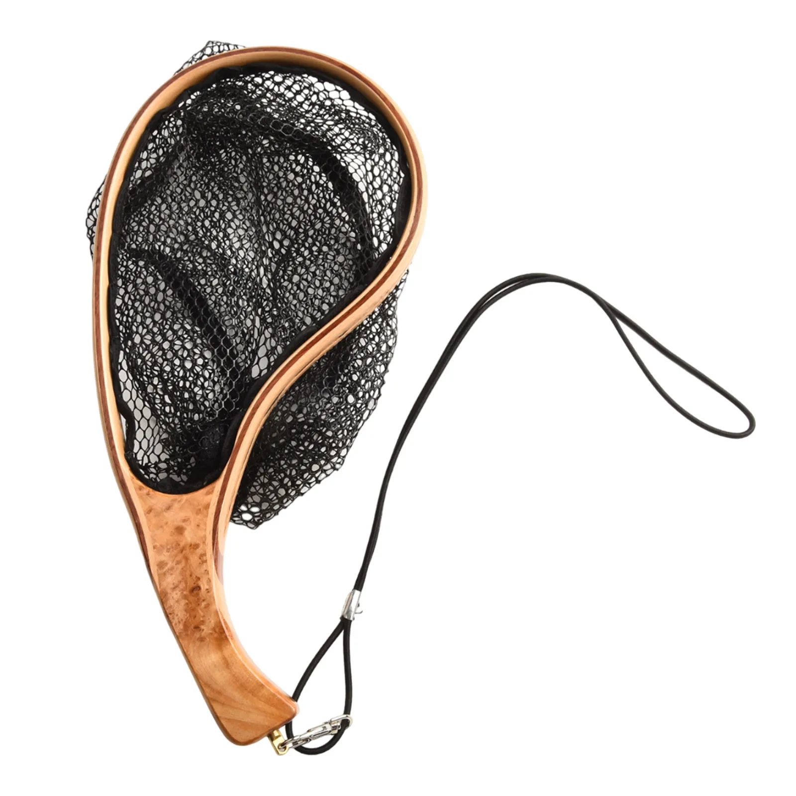 Lightweight Fly Fishing Net with Wooden Frame and Hexagonal Mesh for Stream and River Angling Practical and Functional Design