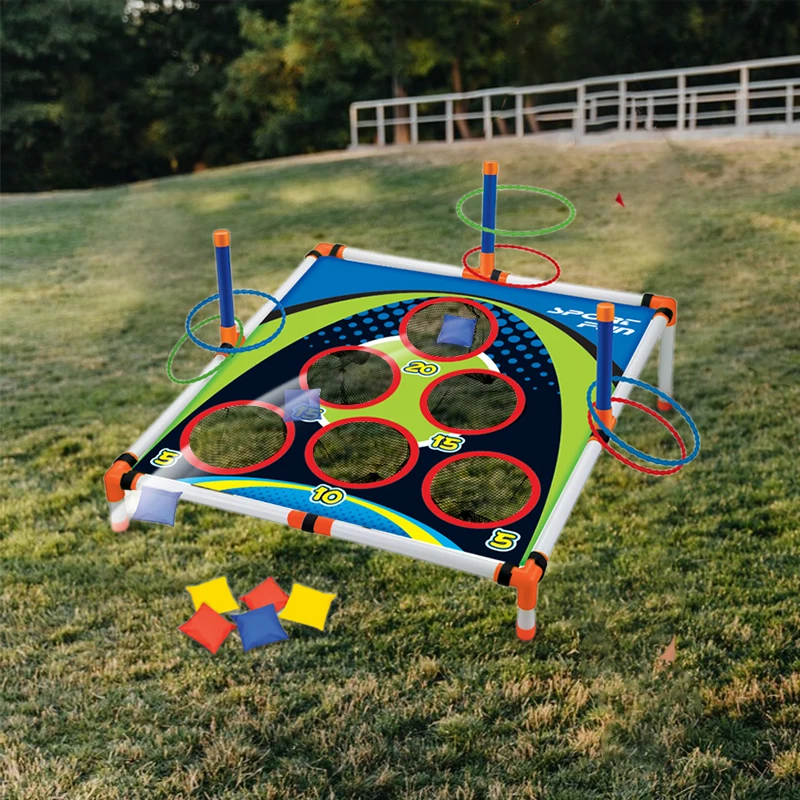 Juego de tablero de virola circular de lanzamiento de Cornhole portátil, fácil de montar, divertido, interactivo para niños y adultos, juguete de juego de lanzamiento de patio al aire libre