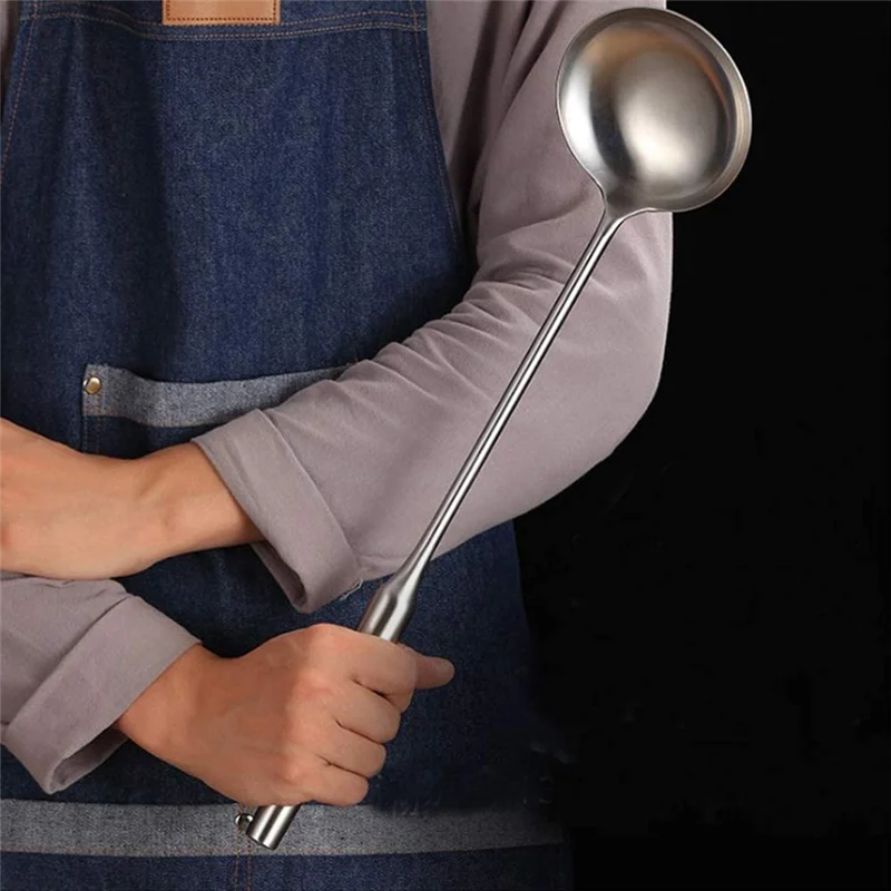 New Soup Ladle, Wok Spatula,the Longer Handle Shovel Spoon Rustproof, Heat Resistance, Integral Forming Durable Stainless