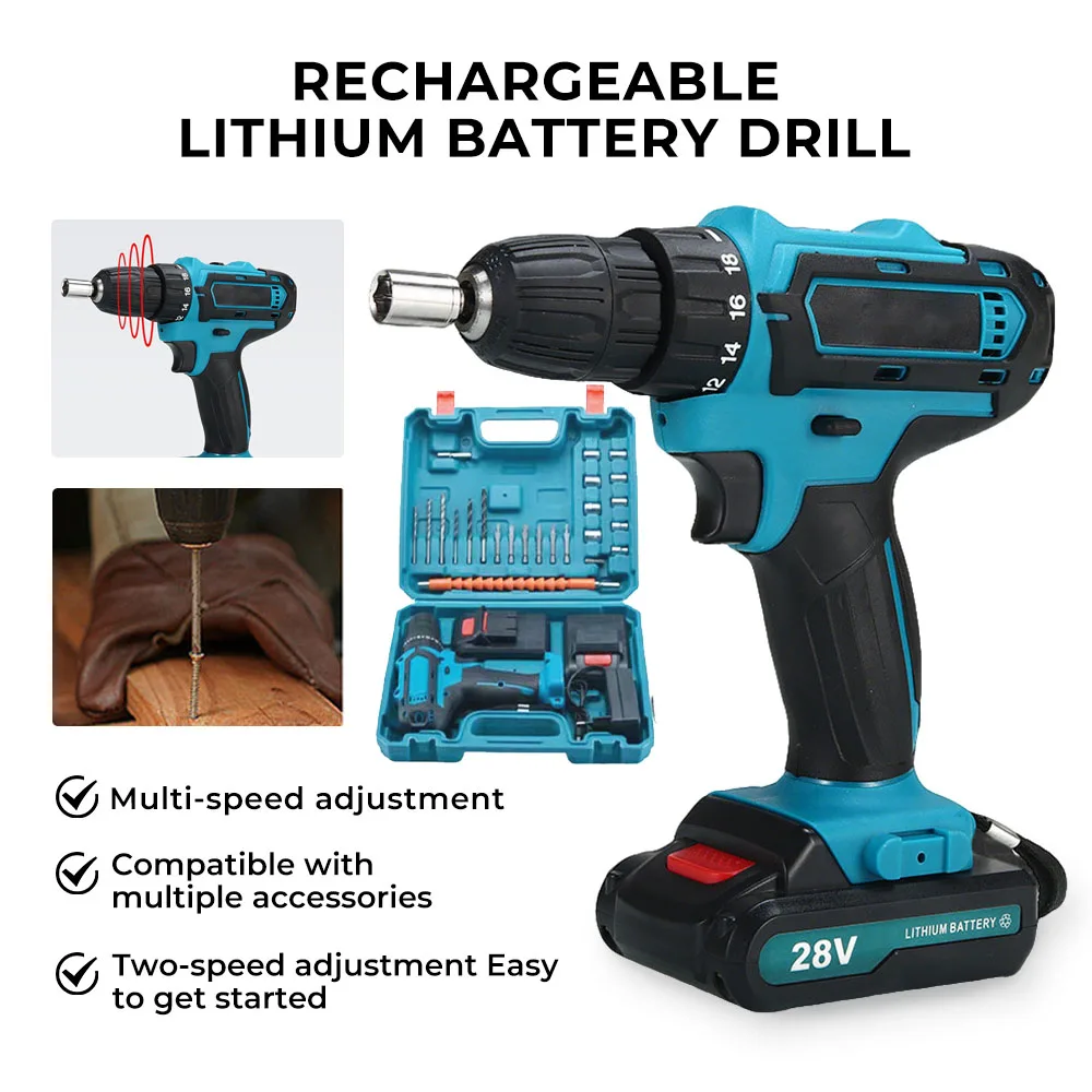 

Multi-function Lithium Battery Electric Screwdriver for Home Use Electric Drill Cordless Driller Driver Power Tools (No Battery)