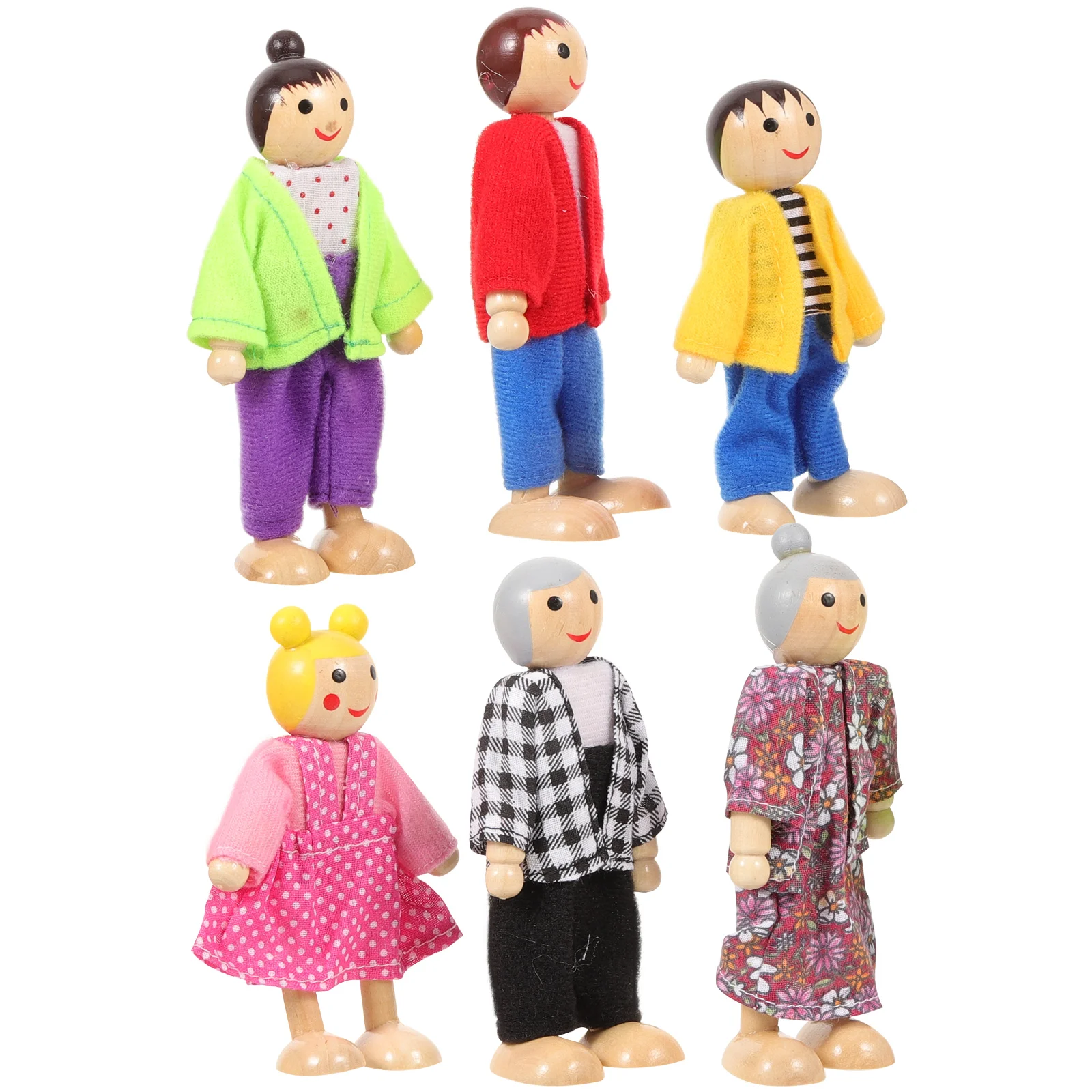 

Wooden Family Interaction Toys Flexible Dolls Figures Small Human For Toddlers Kids Play