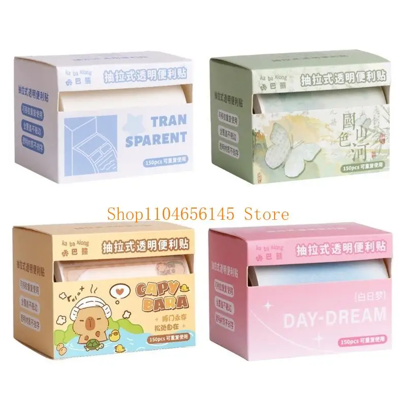 5asd Clear Sticky Notes Pull-Out Page Markers Multifunctional Sticky Notes Writable Memos Pad Stationery Supplies for School